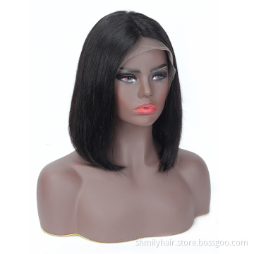 Cambodian Virgin Hair Human Cuticle Aligned Lace Front Wigs Short Bob Style Straight Wave Unprocessed 10A Remy Human Lace Wig